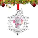 Daughter Christmas Ornament 2024 - Snowflake Xmas Tree Decoration Metal Silver Hanging Rotatable Design Charm Holiday Decorative Pendant Gift Keepsake