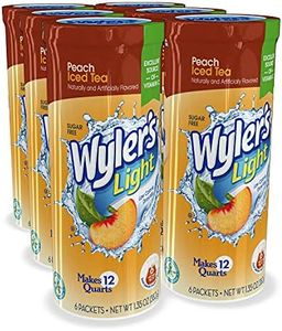 Wyler's Light Canister Drink Mix - Peach Iced Tea Water Powder Enhancer Canister (6 Canisters That Make 12 Quarts Each)