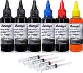 Aomya 600ml Universal Dye Ink Refill Kit for HP Canon Epson Brother Lexmark Printers Compatible Cartridges Refillable Cartridge CISS CIS System 4 Color Set with 4 Free Syringes (3BK, C, M, Y)