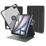 Rotatable Case for iPad Air 11 inch 2024 (M2),iPad Pro 11 inch 4th/3rd/2nd/1st Gen and iPad Air 4th/5th Gen,Detachable Magnetic Design,360° Rotating,Adjustable Stand,Pen Holder,Auto Sleep/Wake,Black