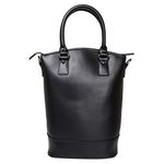 SACHI Insulated 2-Bottle Leather Wine Tote Bag, Black