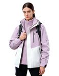 Venzina® Women's 3-in-1 Waterproof Windproof Jacket with Detachable Fleece Liner for Winter, Hiking, Travel & City Commute, Purple-S