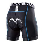 NICEWIN Mens 4D Padded Bike Shorts Anti-slip Leg Cycling Underwear Wide WaistBand Biking Bicycle Motorcycle Underpants, Blue, X-Large