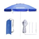LOTTAFUN 6ft Beach Umbrella - Heavy Duty Wind Resistant UV 50+ Portable Sun Shade with Sand Anchor & Carry Bag, Outdoor Folding Umbrella for Beach, Pool, Patio, Garden (Dark Blue)