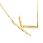 MEMGIFT K Letter Necklace Initial Jewelry Gifts for Kid Long Chain Sideway Large Pendant Stainless Steel for Women