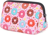 AJLTPA Cosmetic Bag Waterproof Neoprene Zipper Pouch Travel Portable Toiletry Makeup Bags Organizer Case for Women and Girls, Donut, 7.87inchX3.54inchX5.11inch, Donut