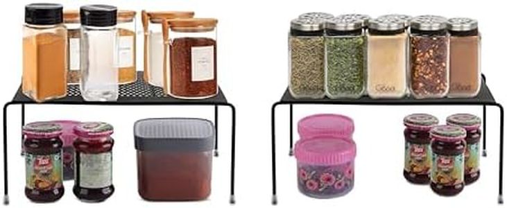 AB99 COLLECTION Metal Kitchen Dish Rack Utensils Cookware Plate Dish Kitchen Rack and Food Rack Storage Stand, Multipurpose Cabinet Organizer for Kitchen Household Stand (Pack of 2, Black)