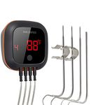 INKBIRD IBT-4XS BBQ Thermometer Bluetooth Meat Thermometer Wireless Smart BBQ Meat Thermometer ℉/℃ with Rechargeable Battery Rotatable Screen Bluetooth Meat Probes (Meat Thermometer + 4 Probes)