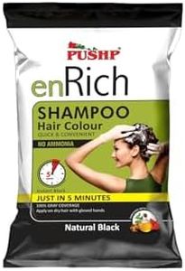 Pushp enRich Natural Black Hair Colour Shampoo | Hair Dye Shampoo | Hair Colour Shampoo for Women and Men | Shampoo Based Hair Colour | Color Shampoo | Best Instant Hair Color | Best Instant Hair Color Shampoo India | Hair Dye | Black Hair Colour (Pack of 10) No Ammonia, 100% Gray Coverage