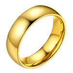 Bestyle Minimailist Simple Gold Dome Band Rings for Mens Boys, Basic Hypoallergenic Gold Stacking Ring for Womens, Comfort Fit Dainty Ring for Everyday Wear, Size 10