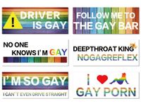 Frienda 6 Pcs Funny Bumper Stickers Prank Gay Bumper Stickers Magnetic Car Stickers for LGBT Vehicle Refrigerator Trucks Luggage Wall Laptop