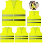 5 Pack Hi Vis Vests,Safety Vests,Standard Size Reflective High Visibility Vests,Unisex Hi Vis Jacket for Traffic Work, Running, Surveyor and Security Guard Construction Vest