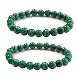 Natural Malachite Bracelet Set,Handmade Gemstone Beaded Stretch Bracelets for Women Men Yoga Bracelet Natural Stone Crystal Beads Bracelets (A)