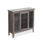 Leick Home Curio Cabinet with Interior Light, Glass Adjustable Shelf, Wood, Distressed Gray Wash