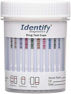 Identify Diagnostics 10 Panel Drug Test Cup - 5 Pack - CLIA Waived Instant Urine Drug Test Kit for AMP,BAR,BZO,COC,MET,MOP/OPI,MTD,OXY,PCP,THC