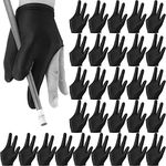 Breathable Pool Gloves Nylon Billiards Gloves Pool Left Right Hand Gloves Universal 3 Fingers Cue Gloves Shooter Cue Sports Gloves for Women Men Indoor Game Kit Billiard Accessories, Black (30)