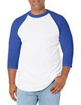 SOFFE Mens Classic Raglan 3/4 Sleeve T-Shirt - - XXL White/Royal