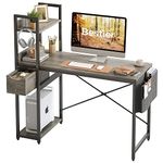 Bestier Computer Desk with Storage Shelves 120CM Corner Desk with Drawer Reversible Computer Desk Writing Table with Side Pocket Storage Bag and Headphone Hook for Home Office Small Space