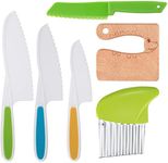 JETFLIP 6PCS Kids Kitchen Knife Set, Kids Kitchen Safety Knives, Reusable Plastic Children's Cooking Knives, Kids Cutting Knife with Serrated Edges for Fruit Vegetable Salad Cake Knives