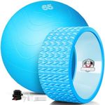 HAPBEAR Back Roller - Yoga Wheel Set with 26'' Anti-Burst Exercise Ball – 12'' PP Inner Core Spine Alignment Tool for Back Pain Relief,Core Strength & Full-Body Workout, Back Roller Wheel for Home Gym & Therapy, Pump Included