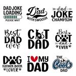 9pcs Cat Dad Dog Iron On Transfer Decals Dogs Thermal Stickers for Clothing Appliqued Washable DIY Applique Iron On Heat Press Vinyl for Shirts Pillow Covers