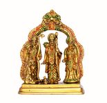 StonKraft - Brass Ram Darbar Includes Rama, Sita, Laxman, Hanuman Murti Idol Statue Figurine | 6.75" inches