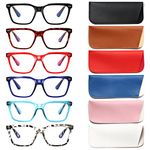 Kerecsen Reading Glasses for Women Men Blue Light Blocking 6 Pack Fashion Eyeglasses Anti UV Eyestrain Glare Computer Readers (6 Mix Color, 2.00, multiplier_x)