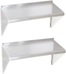 SWOTCATER 2 Pack Stainless Steel Shelf 18"x36" 350LB, Commercial Stainless Steel Shelves Wall Mounted, Heavy Duty Metal Floating Shelving for Home Kitchen, Restaurant, Garage
