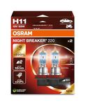 OSRAM NIGHT BREAKER 220, H11, 220% more brightness, halogen headlight lamp, 64211NB220-2HB, Folding Box (2 lamps), white