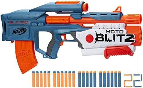 Nerf Elite 2.0 Motoblitz Blaster, Motorised 10 Dart Shoot, 6 Dart Airflash Action, Clip Magazine, 22 Darts