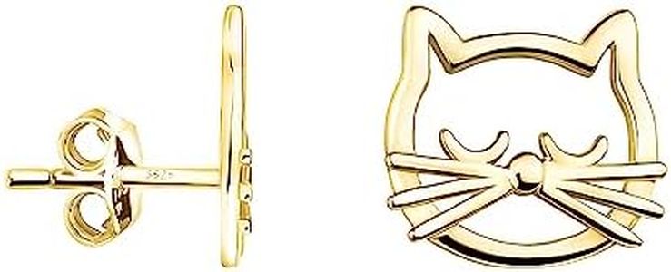 SOFIA MILANI - Pendientes para Mujeres en Plata de Ley 925 - Chapados en Oro - Pendiente de Botón de Gato - E2177