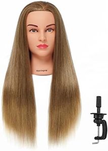 Hairingrid 26"-28" Mannequin Head Hair Styling Training Head Manikin Cosmetology Doll Head Synthetic Fiber Hair and Free Clamp Holder (Golden Brown)