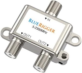 BlueRigger 2-Way Coaxial Cable Splitter (RG6 Compatible, F-Type, 2.3GHZ 5-2300MHz) Digital Signal Female Coax Splitter - Works with Satellite, Antenna, HDTV, Amplifier, CATV Cable TV