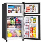 Manastin 3.5 Cu.Ft Mini Fridge with Freezer, 2 Door Small Refrigerator, 7 Level Adjustable Thermostat, Compact Fridge for Living Room, Office, Kitchen and Apartment(Black)