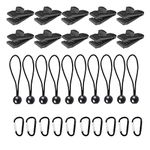 Tarp Clips Heavy Duty Thumb Screw Lock Grip Tent Clip with Ball Bungee Cords and D-Ring Grimlock Locking for Holding Up Tarp, Car Cover, Pool Cover, Boat Cover 30 PCS