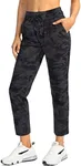 Soothfeel Women's Pants with 4 Pockets 7/8 Stretch High Waisted Sweatpants Travel Athletic Work Golf Pants for Women(Grey Camo, X-Small)