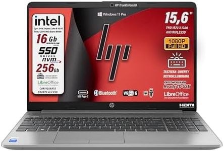 HP 250 G9 Computer portatile, RAM 16 Gb DDR4, (15.6") FHD 1920 x 1080 Intel N4500, SSD Pci 256 Gb,Tastiera retroilluminata, Wi-Fi, BT, Lan, Win 11 Pro, Libre Office, Pronto all'uso, garanzia Italia