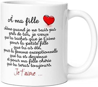 Luigi Collection Mug Ma Fille je t’Aime Humour Tasse Message drôle Amour Idée Cadeau Original pour Femme Enfant Famille pour Anniversaire St Valentin Noël Déclaration Mère Père. Céramique