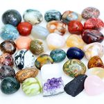 1.5Lb Tumbled Gemstones and Crystals Bulk, Assorted Polished Healing Stone and Rocks, Mixed Color Semi Precious Gem Stones (1.5lb 1.2-1.6” Tumbled)