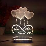 lampees Personalized 3D Illusion LED Table Lamp | Heart Shape Customized Name Lamp for Couple Gift Anniversary, Wedding, Marriage, Valentine Day (Warm White)(LV-015)