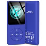 AGPTEK A02 64GB MP3 Player, 70 Hours Playback Lossless Sound Music Player, Supports up to 128GB, Deep Blue