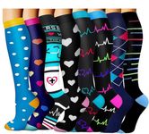 Compression Socks for Women&Men 15-20 mmHg (8 Pairs)-Best for Travel Medical Nursing Cycling, Pregnancy Compression Stocking