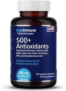 SOD Antioxidants Complex Healthy Aging Supplement, 400mg of Superoxide Dismutase, Alpha Lipoic Acid, Green Tea Extract, L-Arginine, Lysine, AKG, Vitamins A and E for Immune Support-120 Capsules