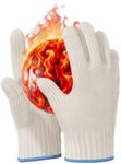 Heat Resistant Gloves Oven Mitts – Gloves Heat Resistant with Fingers Oven Mitts Kitchen Pot Holders Cotton Gloves Kitchen Gloves Double Oven Gloves with Fingers White, 1 Pair