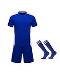 M2C Boys Soccer Uniform Athletic Jersey Shorts Socks Set Blue 12-14