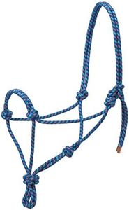 Weaver Leather Diamond Braid Rope Halter, Blue/Orange/Lime, Average Horse