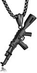 Vanski Mens Hip Hop Stainless Steel AK-47 Gun Tag Pendant Pistol Necklace, 23.6inch Chain, Metal