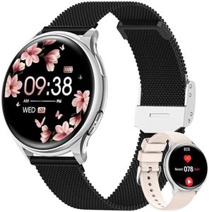 AIMIUVEI Reloj Inteligente Mujer con ECG+HRV, 1.27'' HD Smartwatch Mujer con Llamadas, 150+ Modo Deporte, Función Femenina, 24H Pulsometro Sueño SpO2, IP68 Calorías Podómetro iOS Android Negro Plata