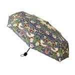 Signare Folding Lightweight Windproof Umbrella for Women Sun Parasol Designs (Strawberry Thief Blue, UM-SHFO-STBL)