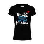 Hangout Hub Travel Buddies Cotton Round Neck Family T shirts for Women's (Black|Pack Of 1|Women-XX-Large)